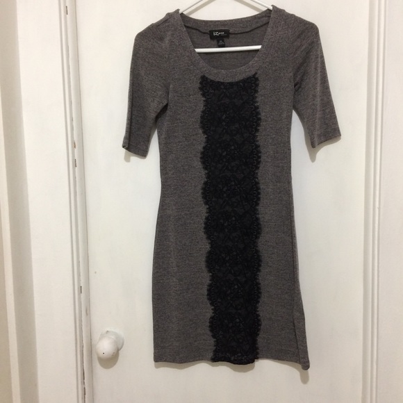 I ZByer woman’s XS charcoal w black lace dress - Picture 1 of 4
